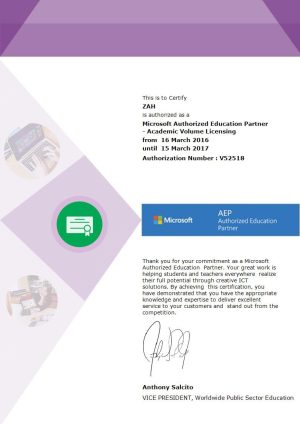 טכנאי מחשבים רשת ותקשורת באשקלון אשדוד והדרום | 08-6119117​ Microsoft-Education-AEP-Certificate