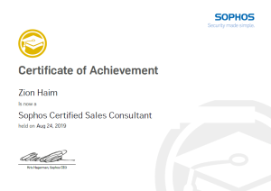 טכנאי מחשבים רשת ותקשורת באשקלון אשדוד והדרום | 08-6119117​ Sophos-Certified-Sales-Consultant-Sophos-Certificate-of-Achievement